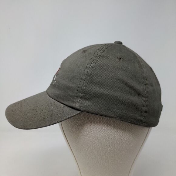 Unbranded Men's Slideback Hat Gray Beige 100% Cotton Embroidered Wine Logo - Picture 3 of 7